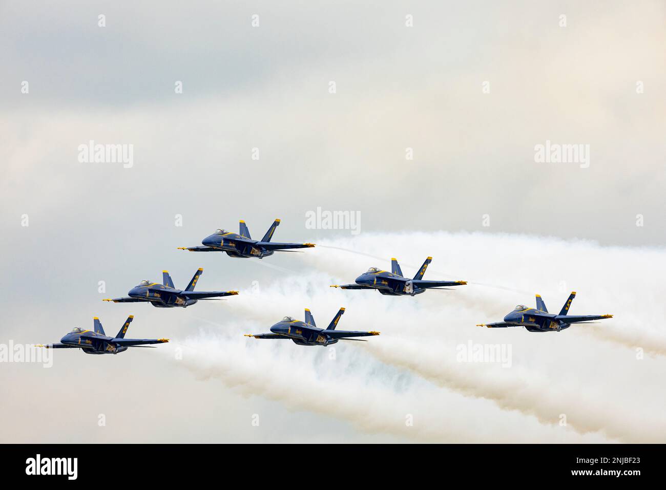 The Blue Angels flight demonstration squadron perform during the Smoky