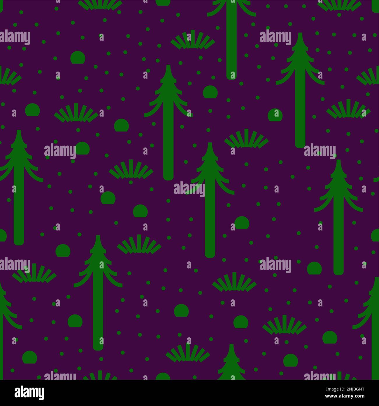 Night forest pattern seamless. Evening thicket background. Vector illustration Stock Vector