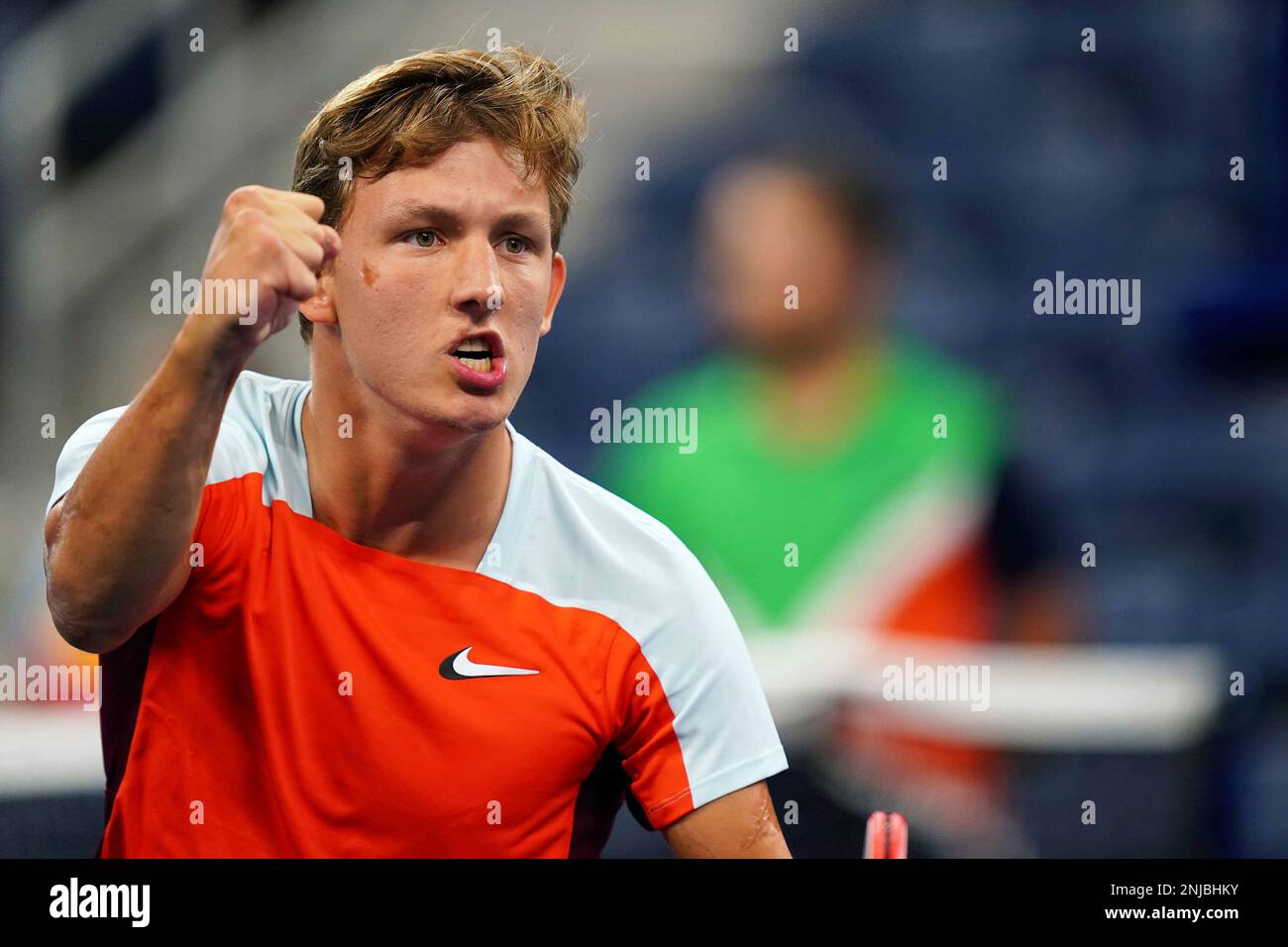 Niels Vink reacts during a wheelchair quad singles championship match at the 2022 US Open Niels Vink reacts during a wheelchair quad singles championship match at the 2022 US Open