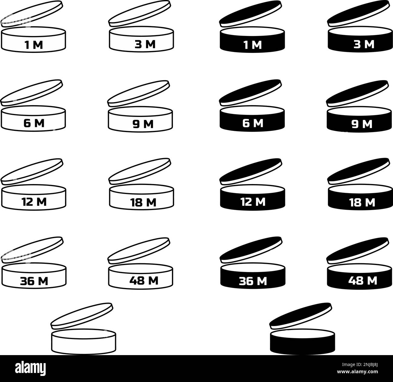 Expiration date containers icon isolated on white background. PAO