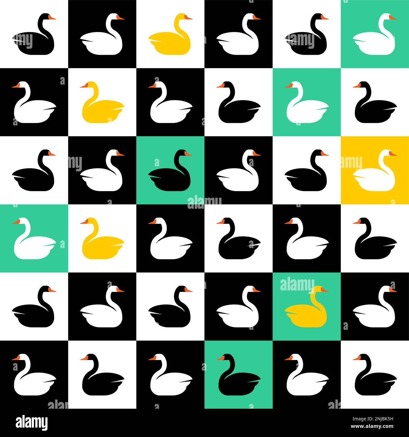 Swan pattern seamless. Baby fabric texture. Vector background Stock Vector
