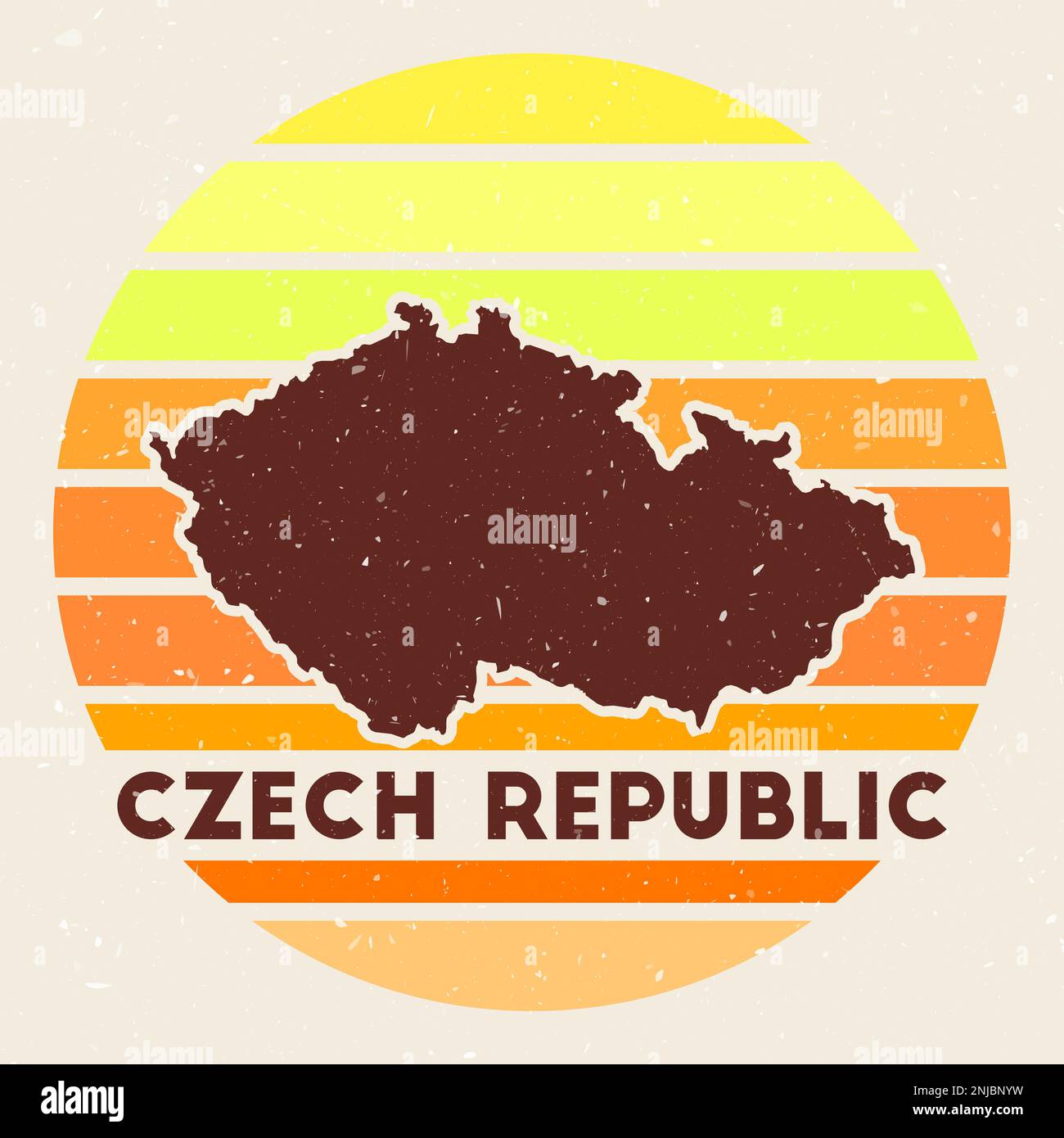 Czech Republic logo. Sign with the map of country and colored stripes, vector illustration. Can be used as insignia, logotype, label, sticker or badge Stock Vector