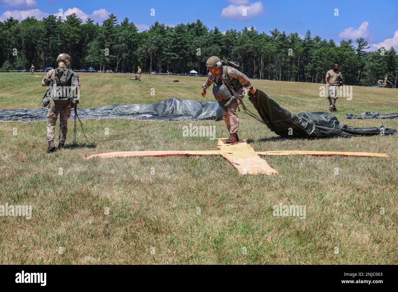 British paratrooper jumps on x during the Leapfest event which is an