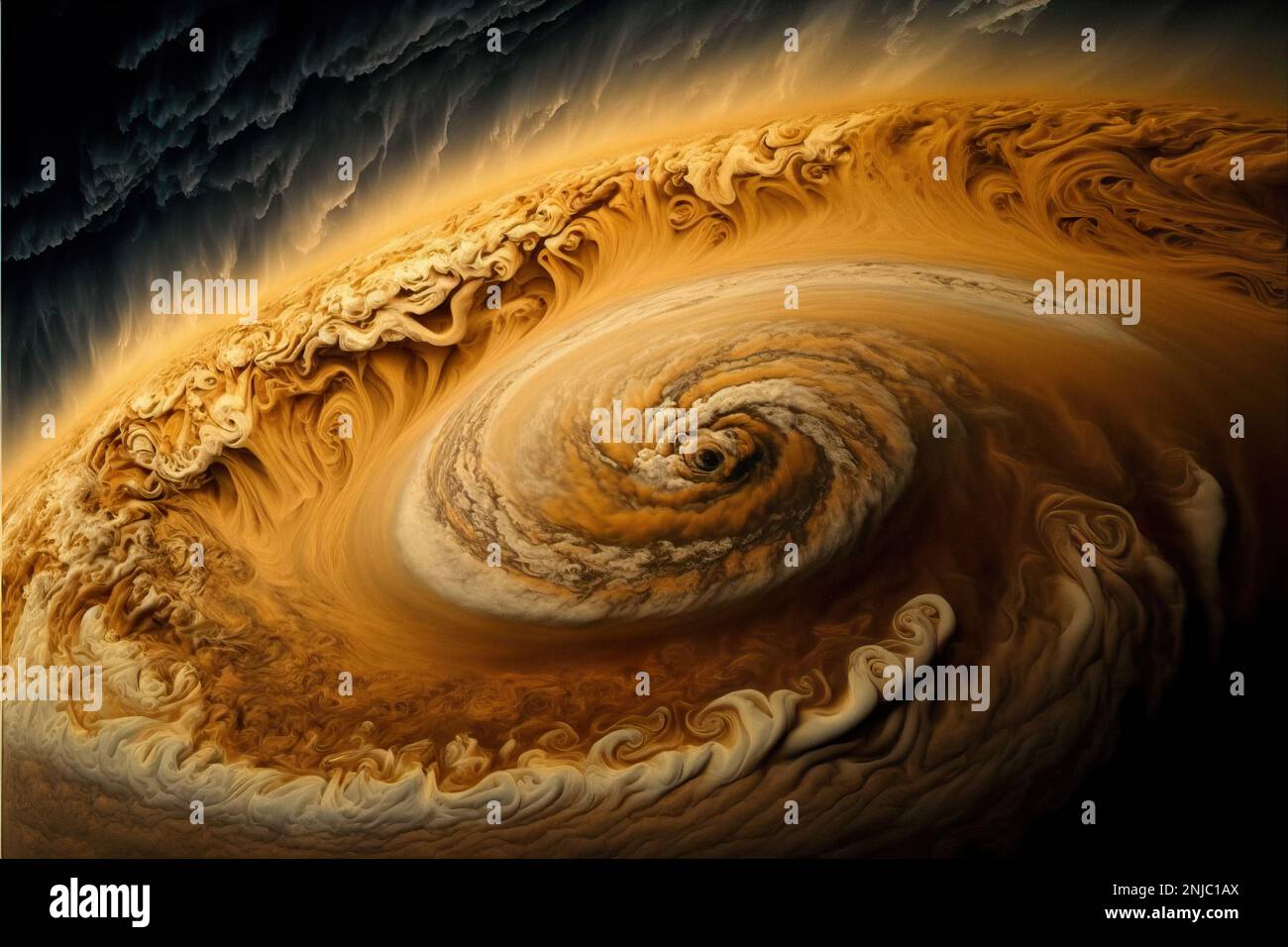 Closeup view of Jupiter with storm, that see when you notice the