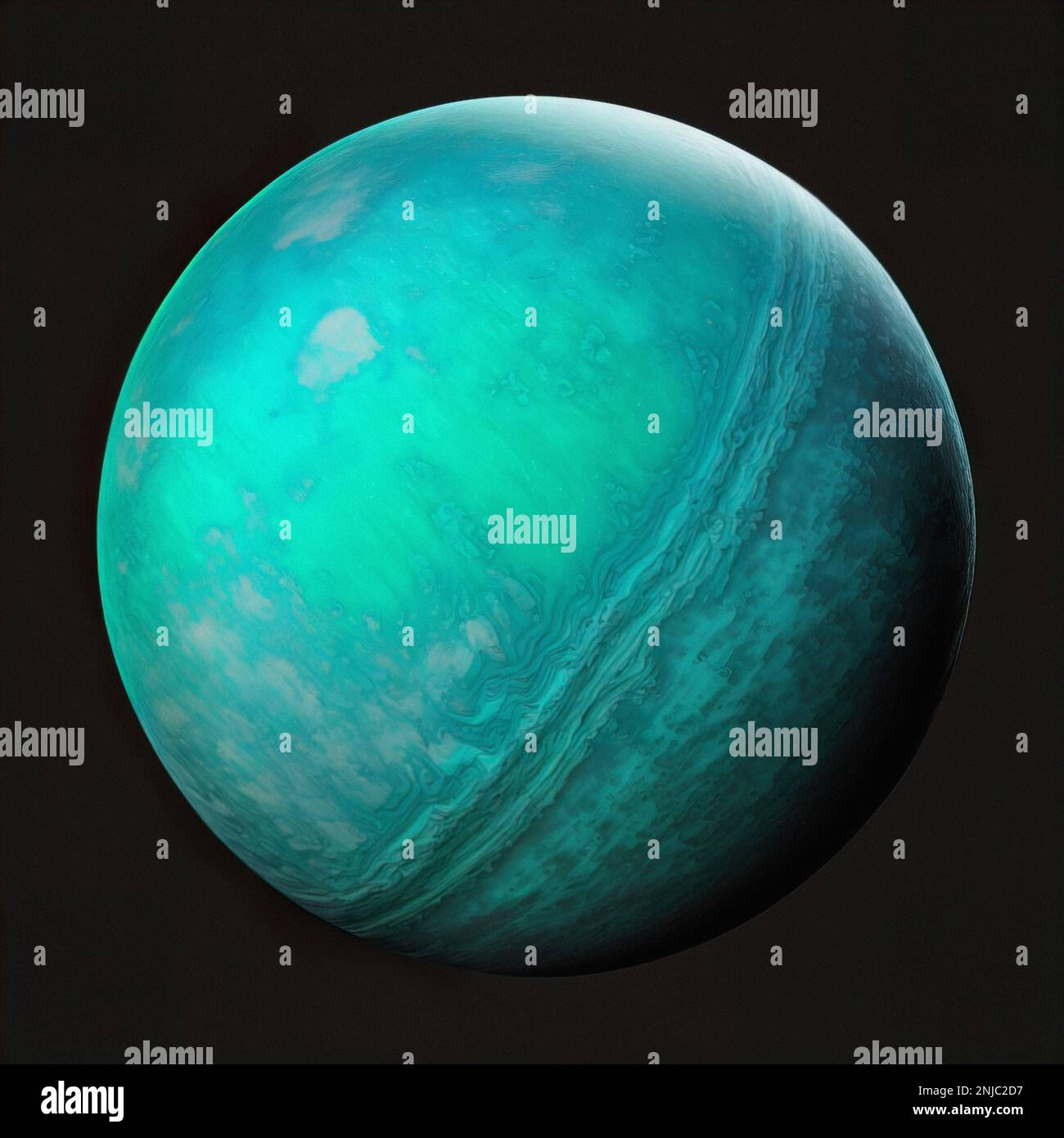 Planet uranus in the starry sky of solar system in space this image