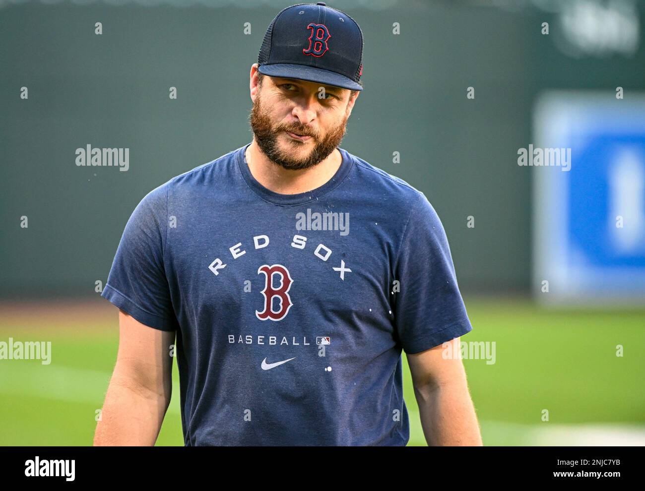 BALTIMORE, MD - SEPTEMBER 09: Boston Red Sox relief pitcher Ryan Brasier  (70) warms up prior to the Boston Red Sox game versus the Baltimore Orioles  on September 9, 2022 at Orioles