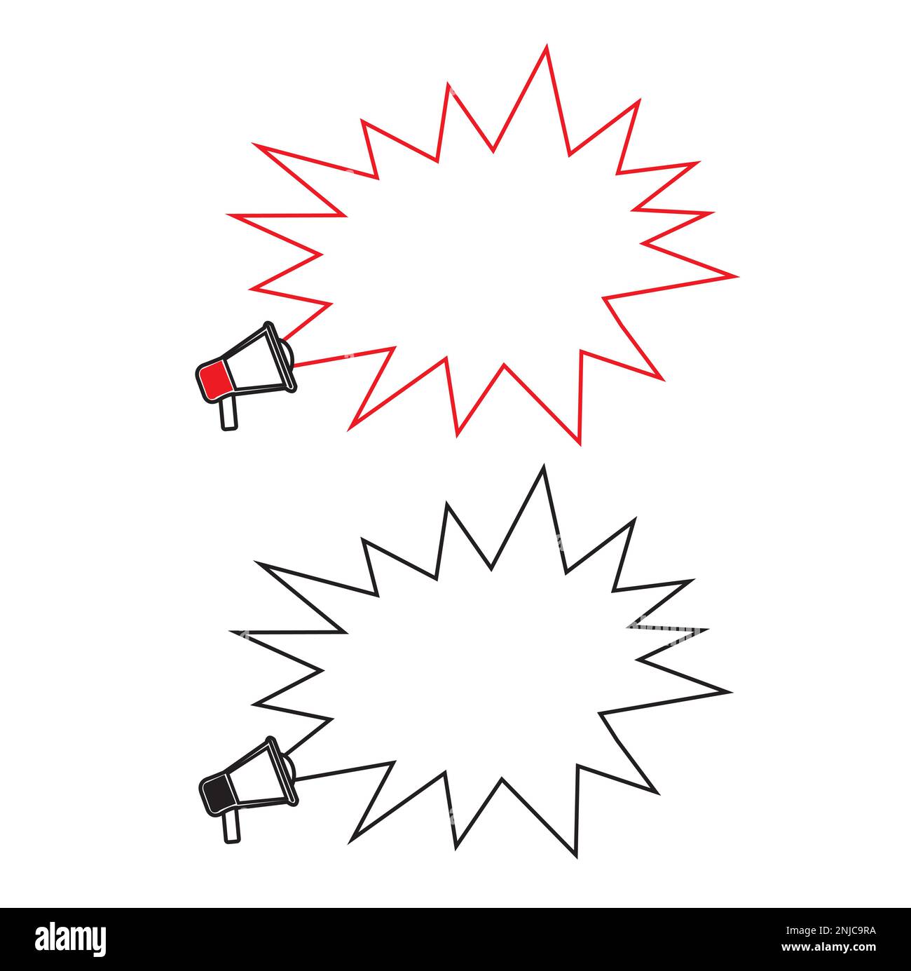 A megaphone and a blank speech bubble on a white background with copy space Stock Vector