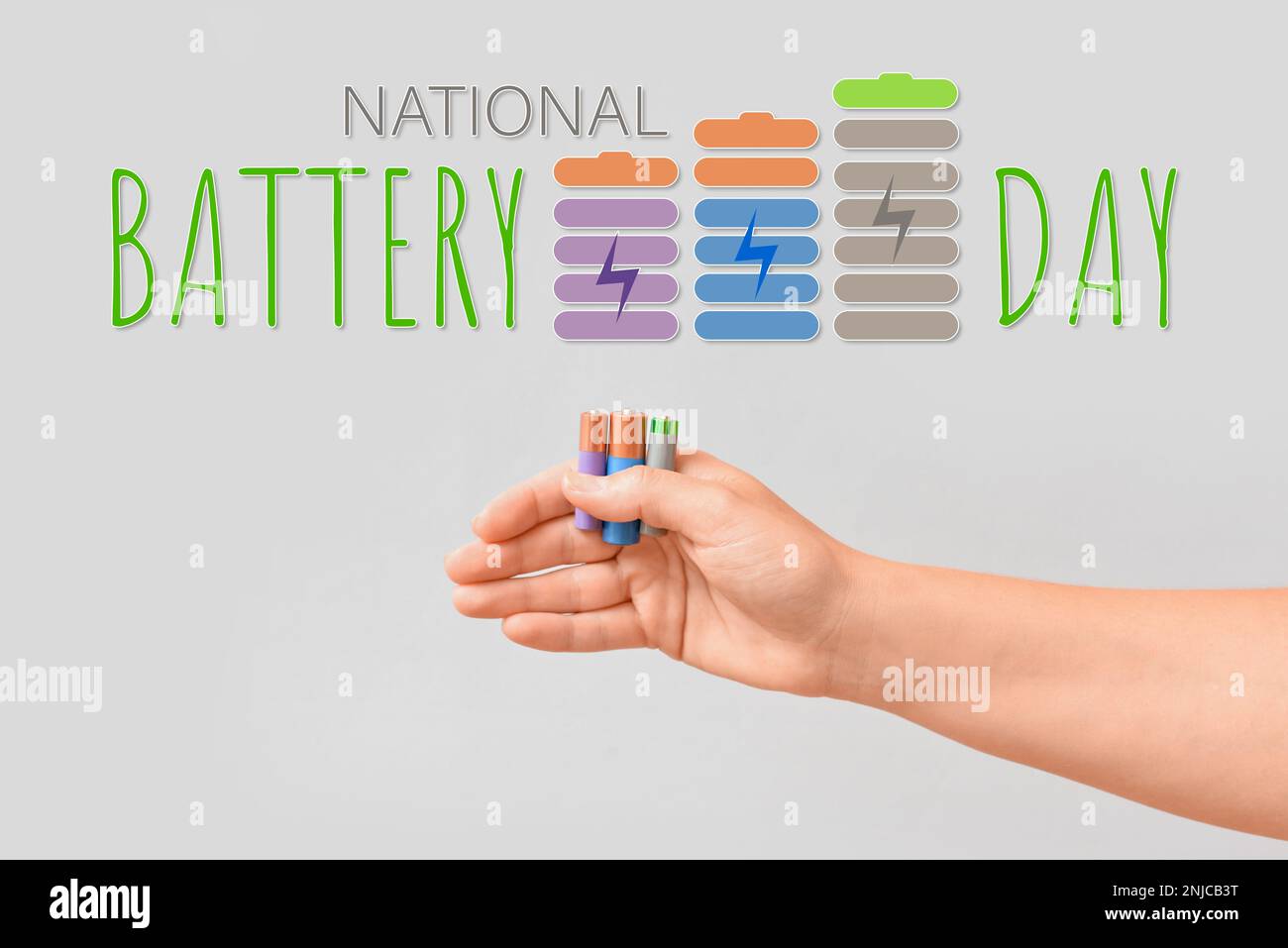 Poster for National Battery Day Stock Photo Alamy