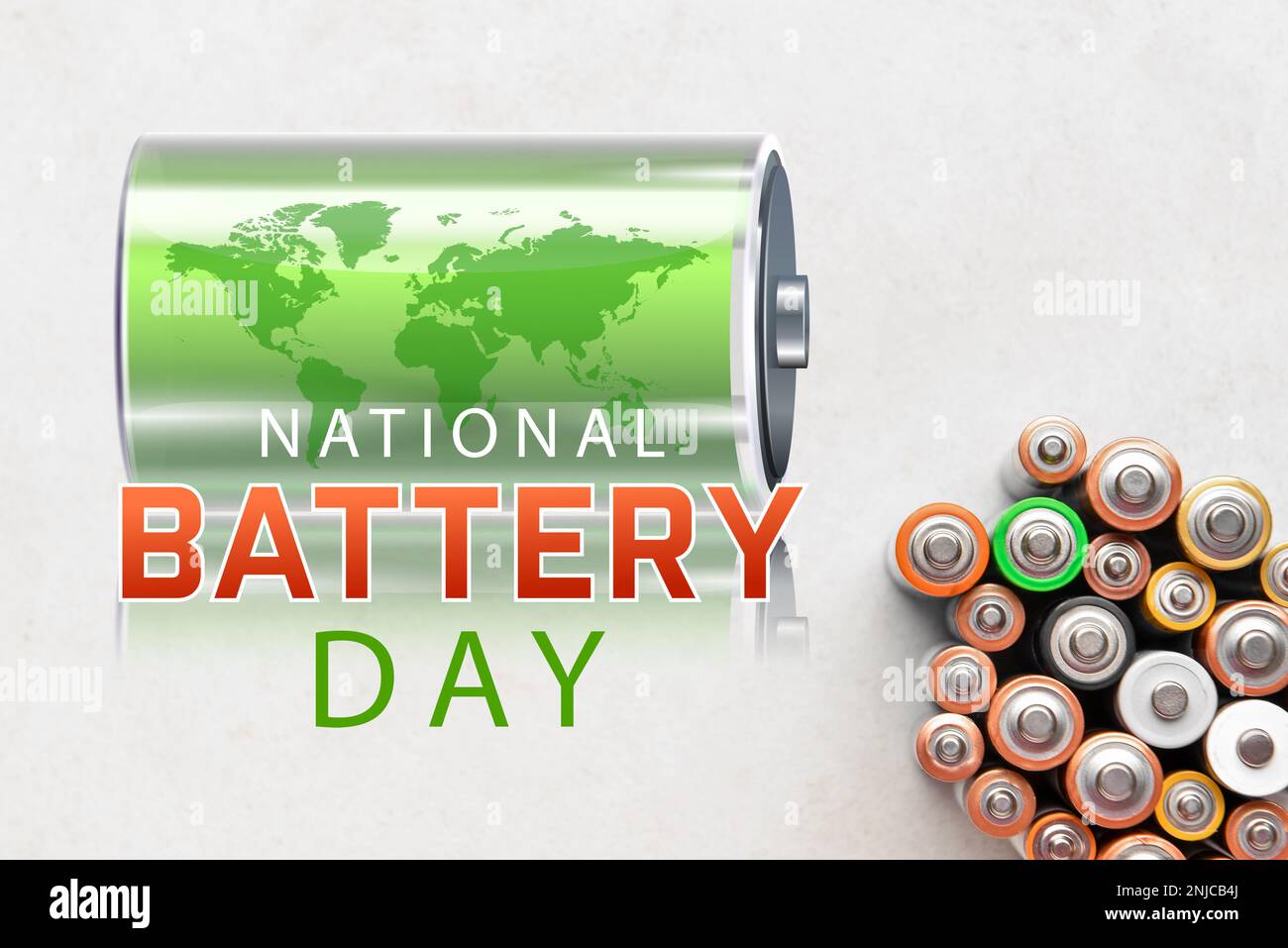 Poster for National Battery Day Stock Photo Alamy