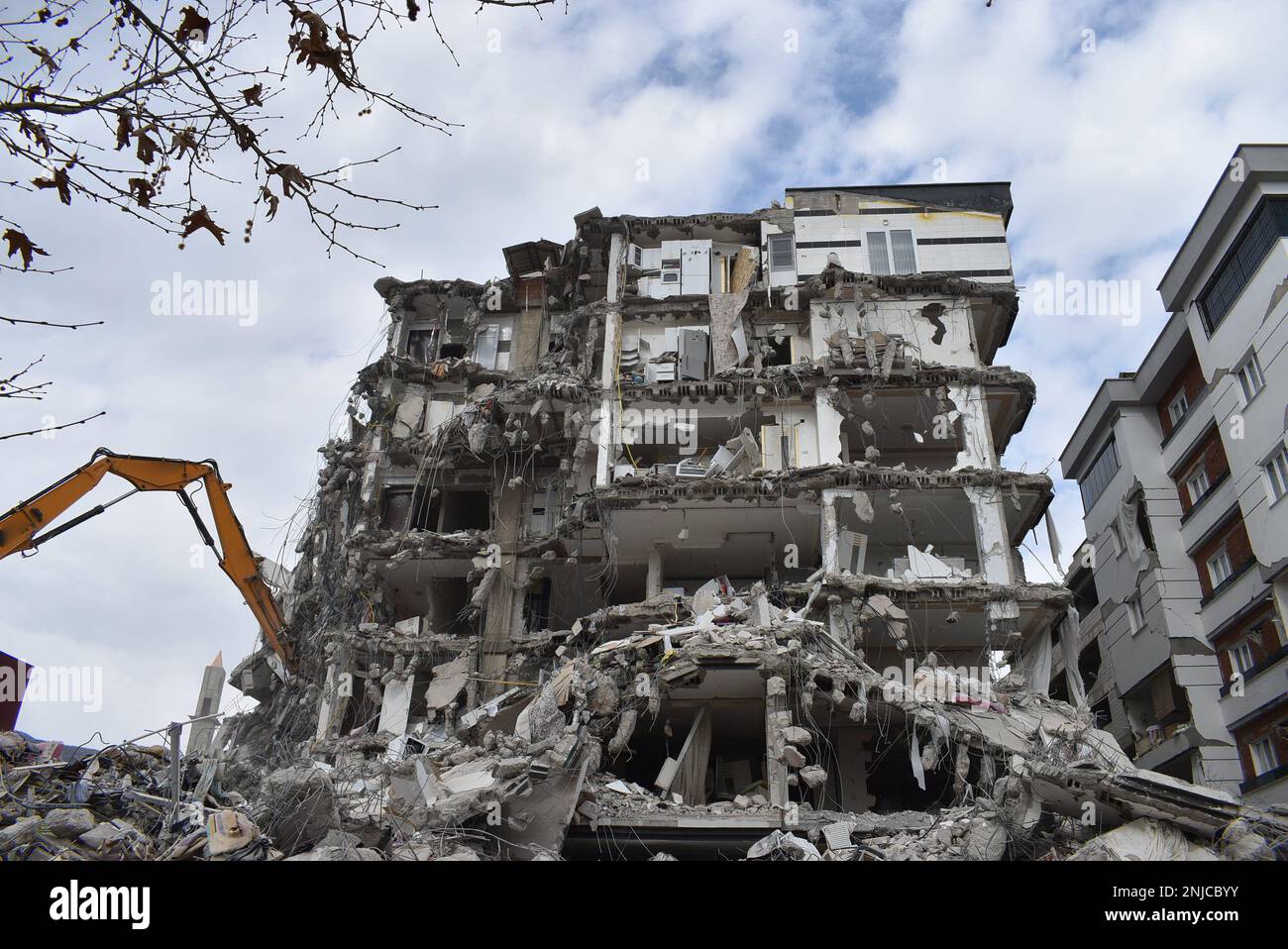 Destroyed buildings after the earthquake in Turkey. Earthquake scenes