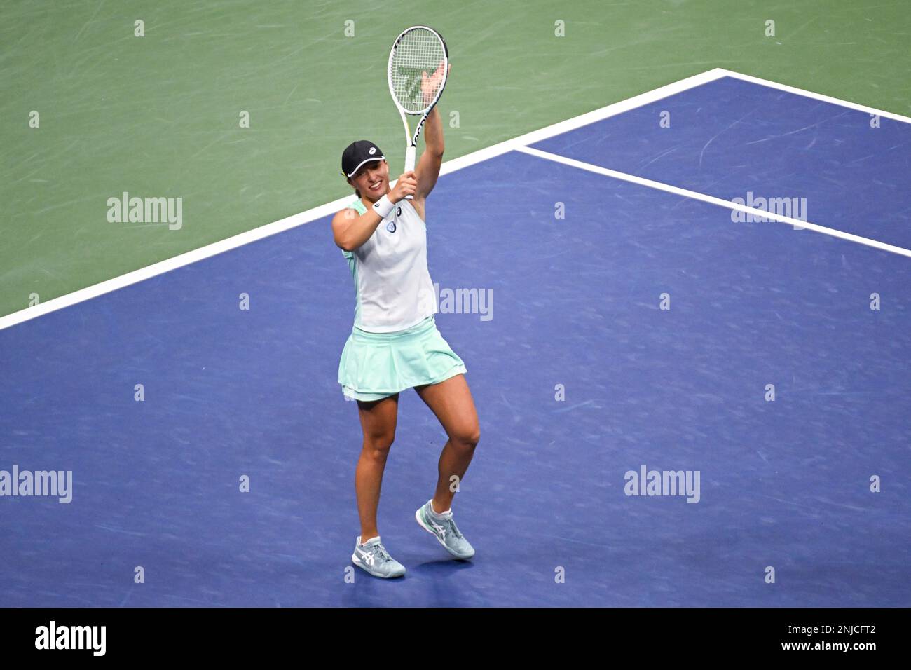 Iga Swiatek reacts after winning a women's singles semifinal match at the  2022 US Open, Thursday, Sep. 8, 2022 in Flushing, NY. (Rhea Nall/USTA via  AP Stock Photo - Alamy