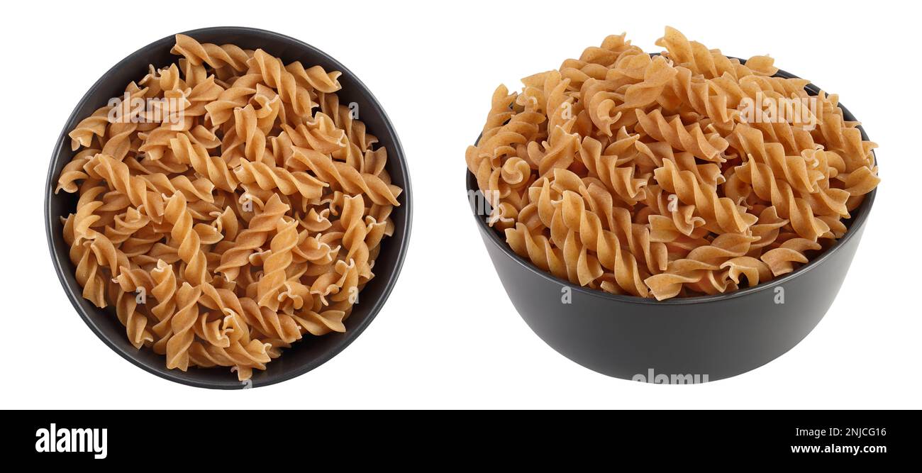 Wolegrain fusilli pasta from durum wheat in ceramic bowl isolated on ... - Aging Pasta For Depth Of Flavor