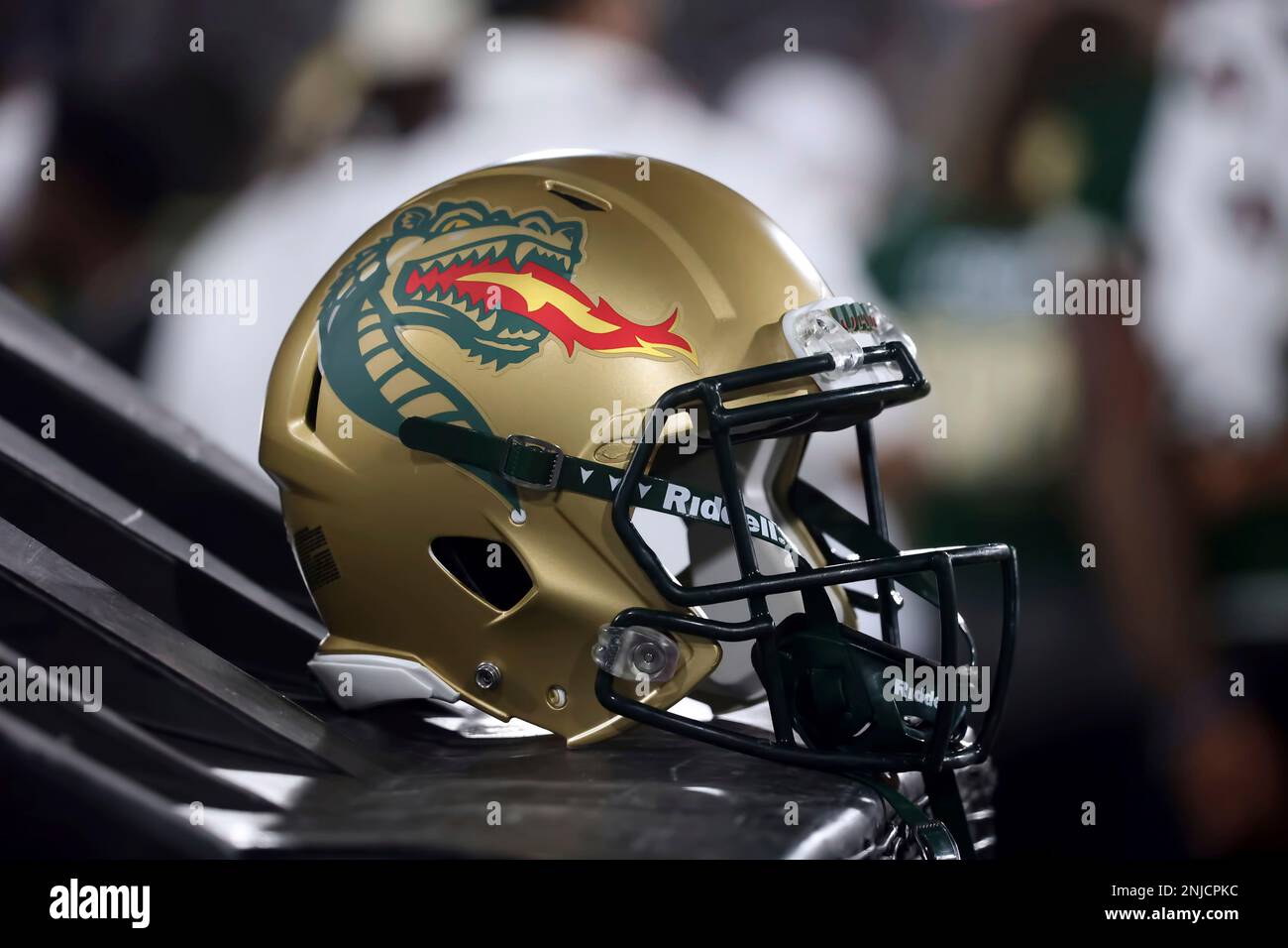 BIRMINGHAM, AL - SEPTEMBER 01: A general view of a UAB Blazers helmet  during the game between the Alabama A&M Bulldogs and the UAB Blazers on  September 1, 2022 at Protective Stadium