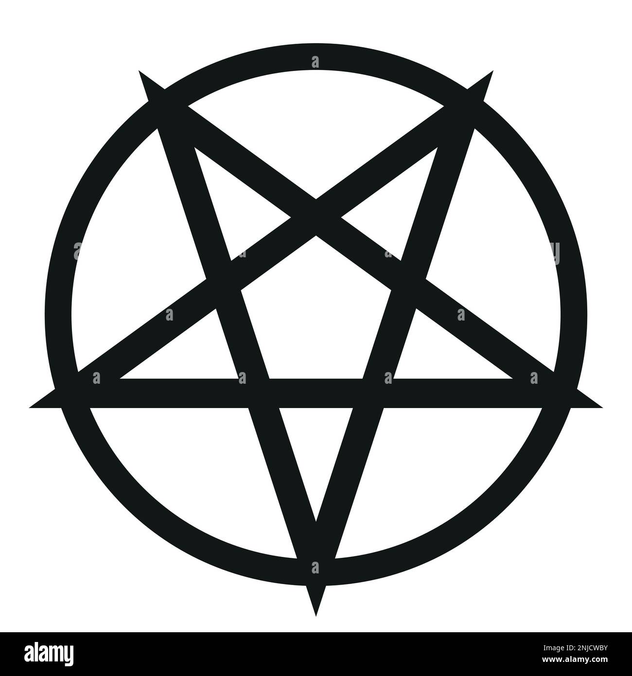 Pentagram in circle - vector illustration of simple five-pointed star ...