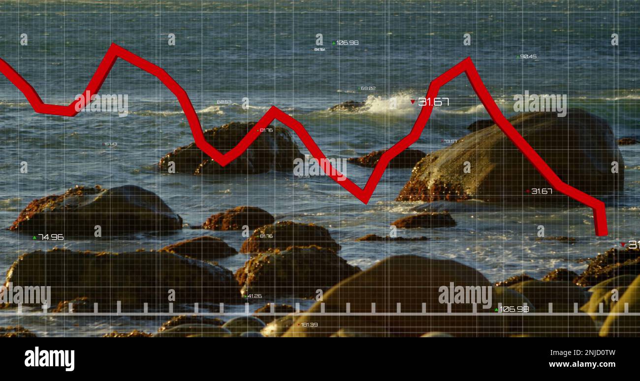 Image of data processing and diagram over landscape Stock Photo - Alamy