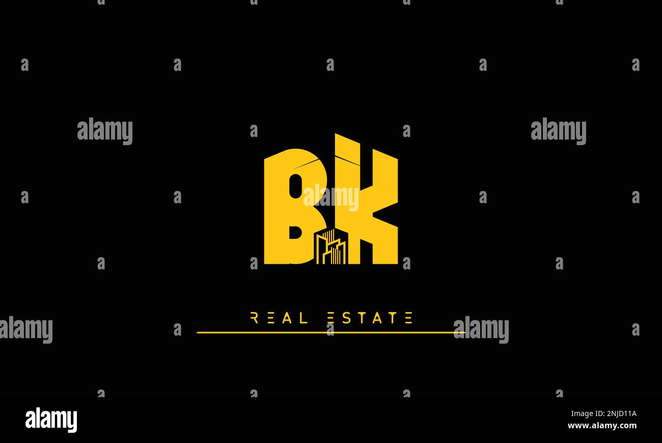 Real Estate letters Initials Monogram logo BK , KB Stock Vector