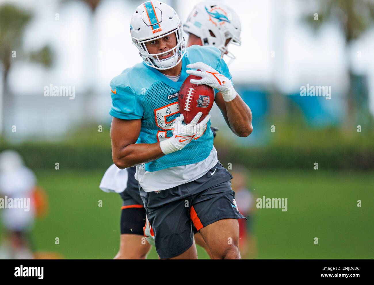 DAVIE, FL - JUNE 01: Miami Dolphins linebacker Cameron Goode (53) jogs  during the first mandatory mi