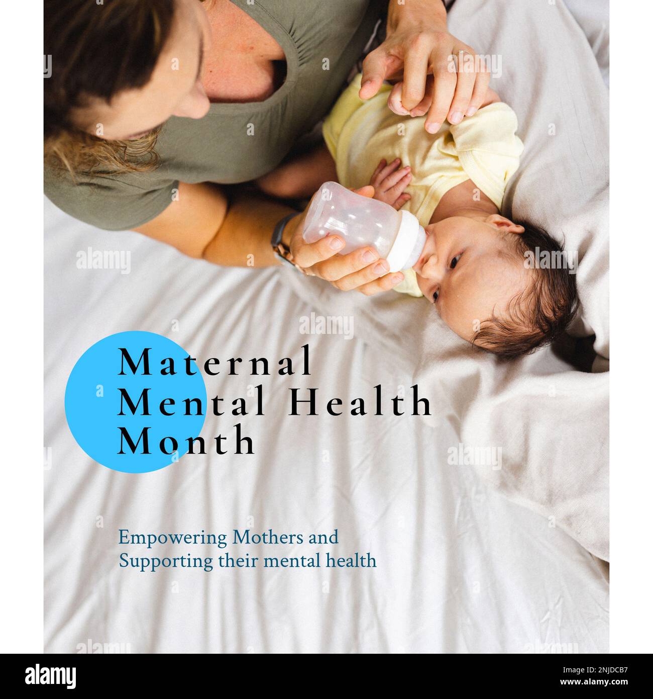 Composition of maternal mental health month text over caucasian mother feeding baby Stock Photo