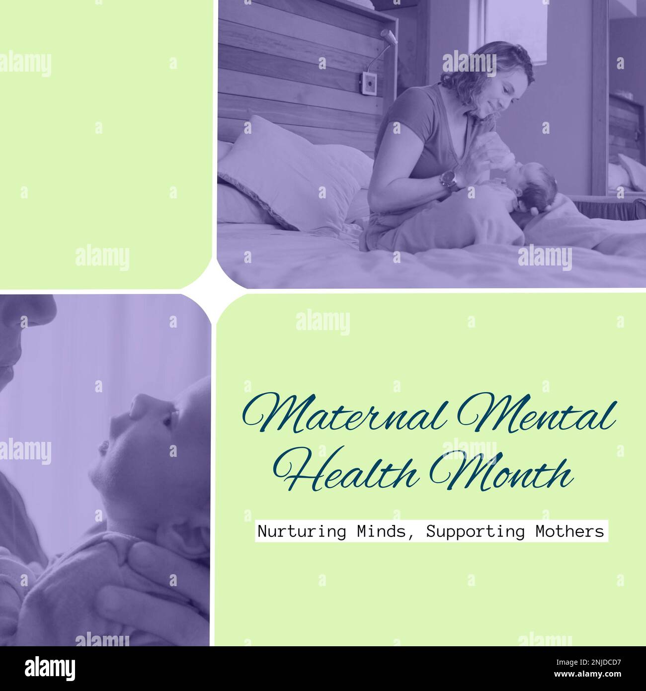Composition of maternal mental health month text over caucasian mother feeding baby Stock Photo