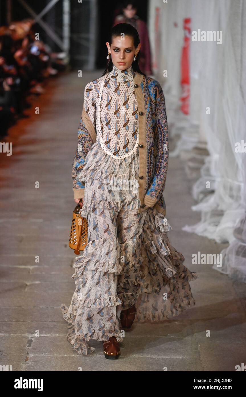 Milan, Italy. 22nd Feb, 2023. Milan, Woman Fashion Week, Fall Winter