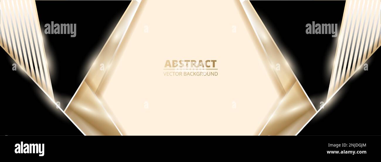 Luxury black and gold wide abstract background with glitter light rays ...
