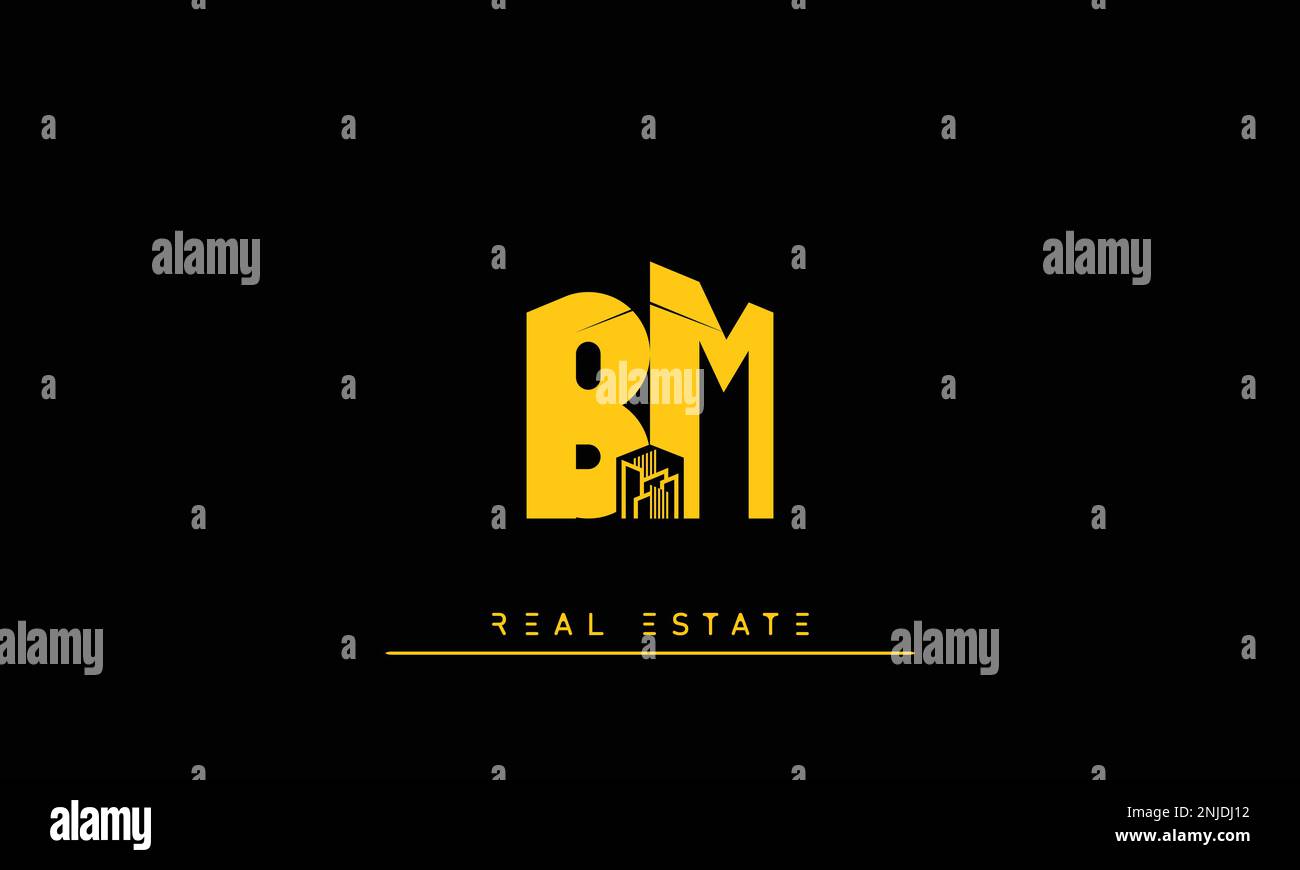 Real Estate letters Initials Monogram logo BM , MB Stock Vector