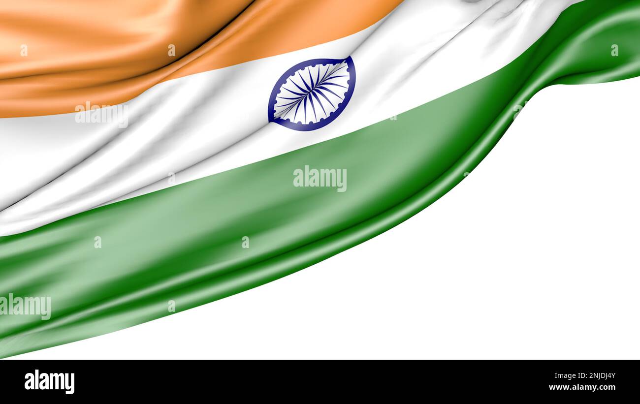 India flag isolated on white background, 3D illustration Stock Photo ...