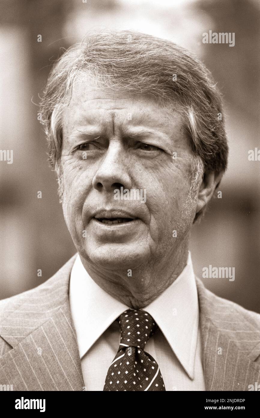 President Jimmy Carter at his home in Plains, 1977 Stock