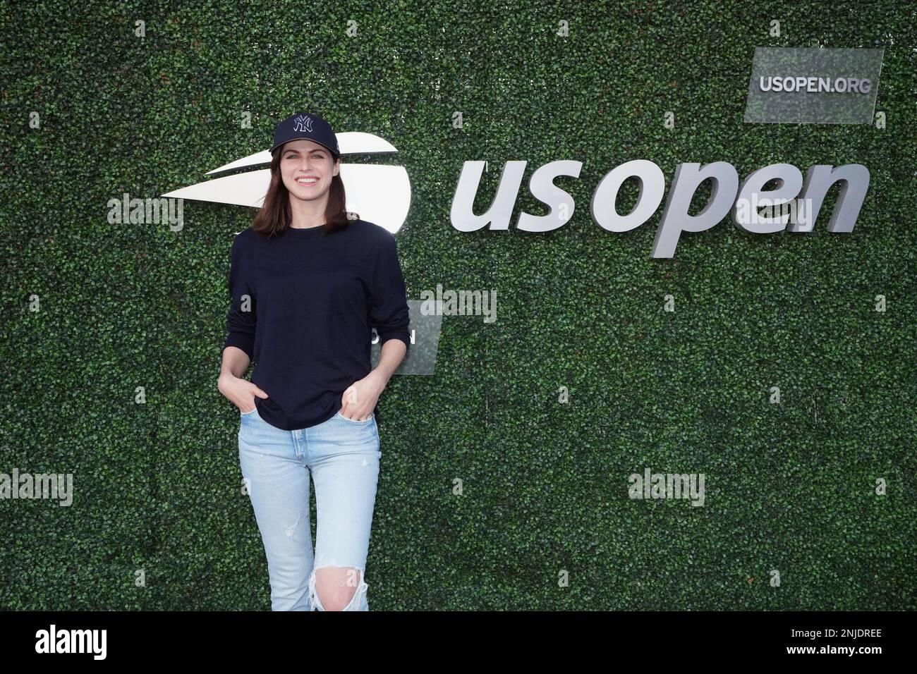 Actress, Alexandra Daddario attends a match at the 2022 US Open, Sunday