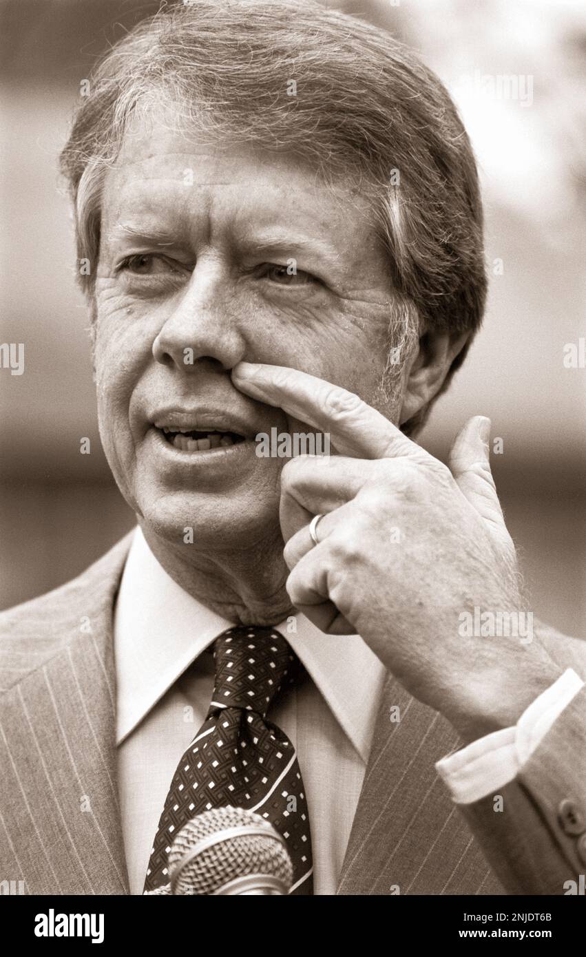 President Jimmy Carter at his home in Plains, 1977 Stock