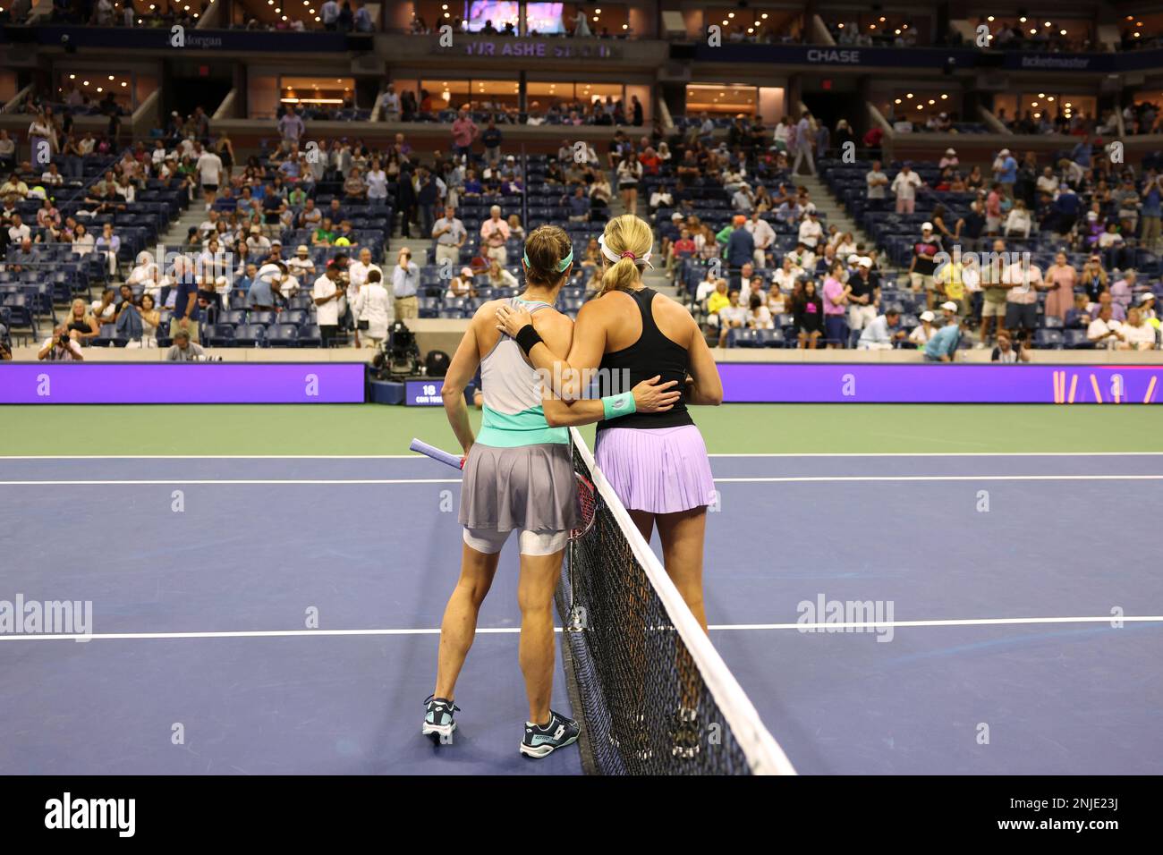 Alize and Danielle Collins pose for a photo during a women's