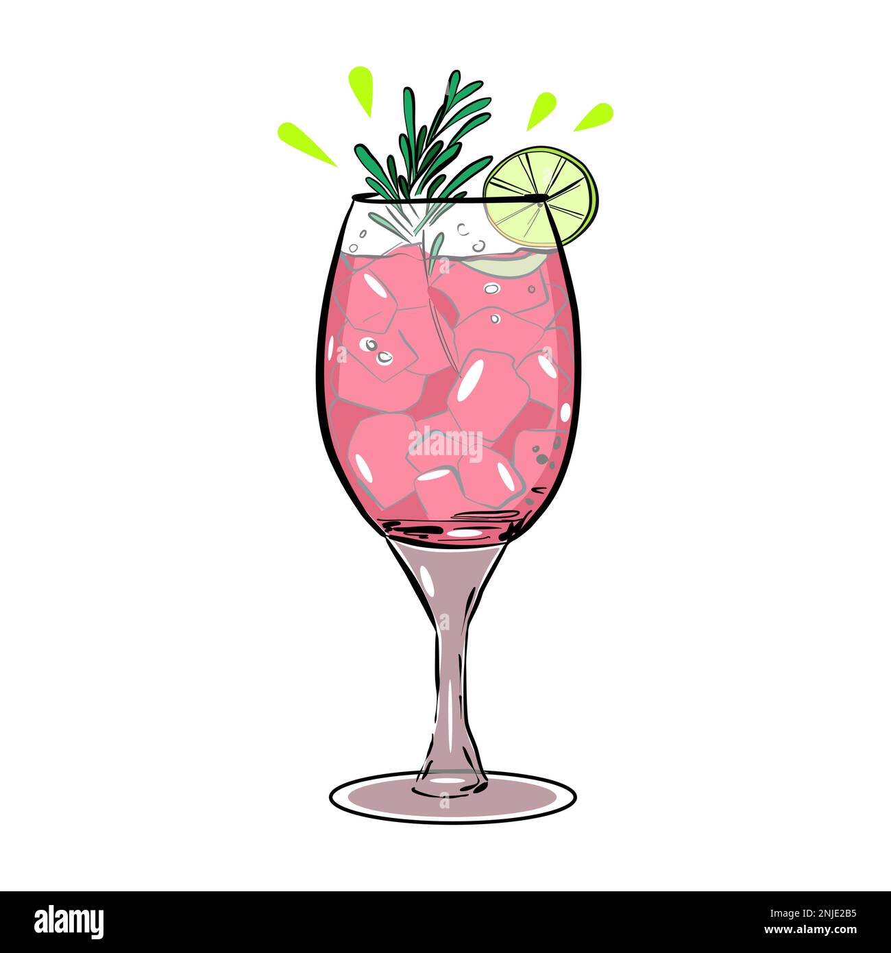 Cocktail gin tonic with cranberry juice and rosemary vector
