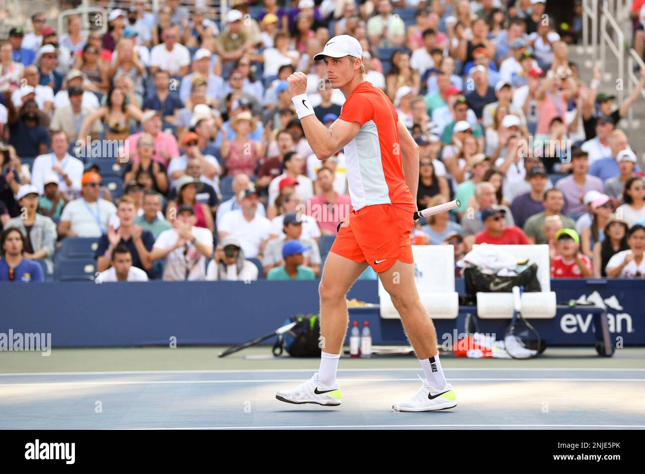 Denis Shapovalov in action during a mens singles match at the 2022 US Open, Saturday, Sep
