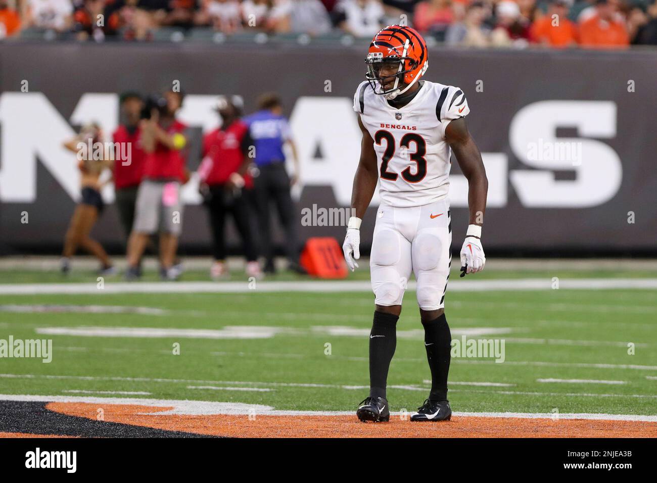 Cincinnati Bengals safety Dax Hill (23) in action as the Arizona Cardinals  played the Cincinnati Bengals in an NFL football preseason game in  Cincinnati, Friday, Aug. 12, 2022. The Cardinals won 36-23. (