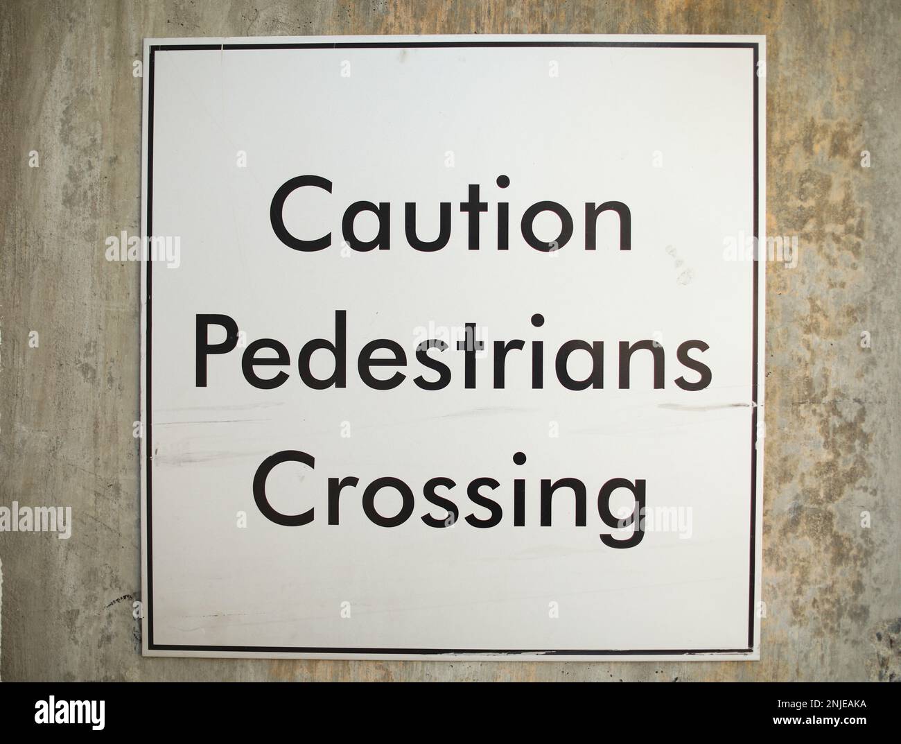 Pedestrian and children school zone yellow warning sign caution road sign Stock Photo