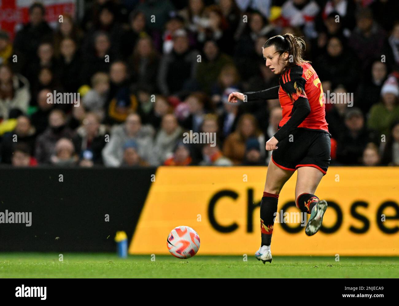 Hannah Eurlings (7) of Belgium pictured during a friendly women soccer game between the national