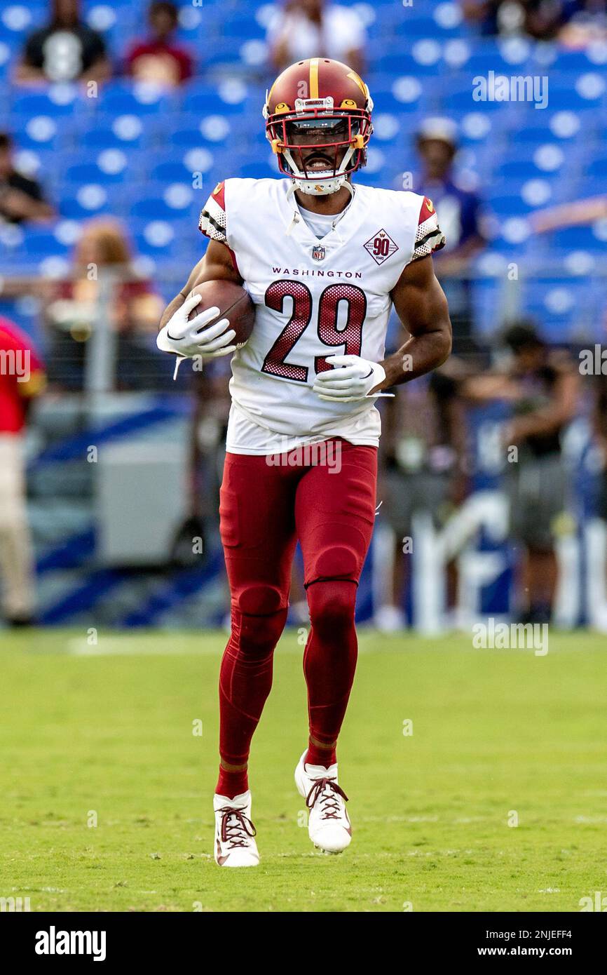 Washington Commanders RB Reggie Bonnafon (38) in action during a preseason  game against the Baltimore Ravens at M&T Bank Stadium in Baltimore,  Maryland on August 27, 2022. Photo/ Mike Buscher / Cal