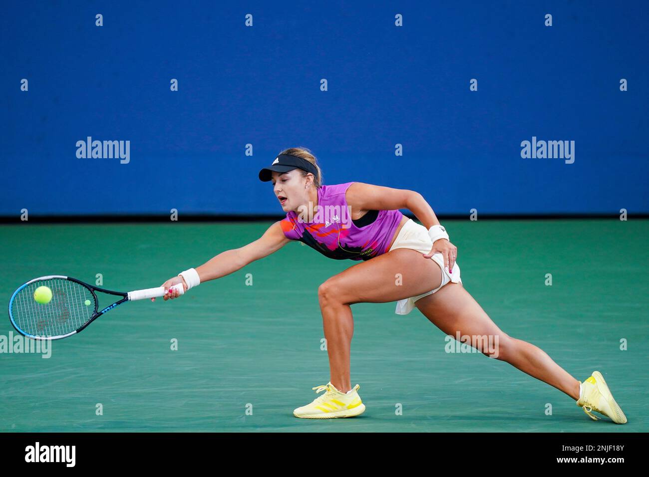 Anna Kalinskaya in action during a womens singles match at the 2022 US Open, Wednesday, Aug