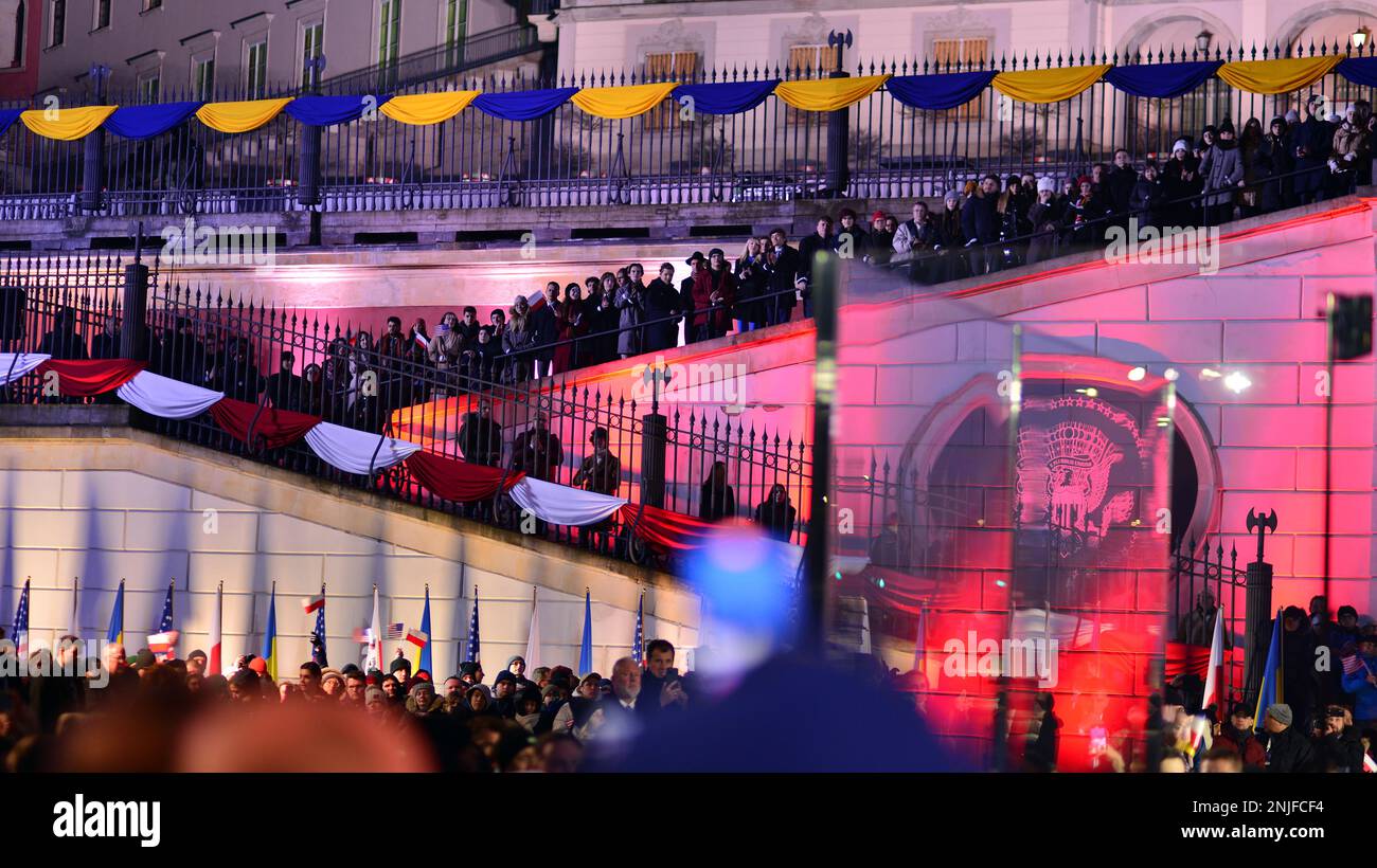 Warsaw, Poland. 21 February 2023. Audience during President Joe Biden ...
