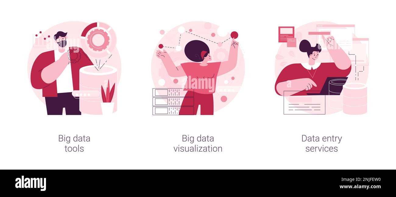 Database management abstract concept vector illustration set. Big data ...