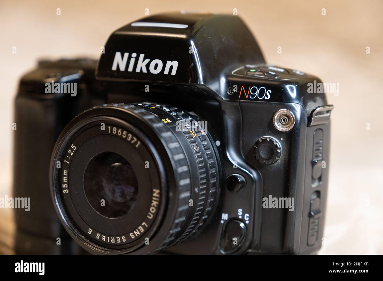 Cairo, Egypt February 2023 Frontal view of vintage Nikon N90s (F90x