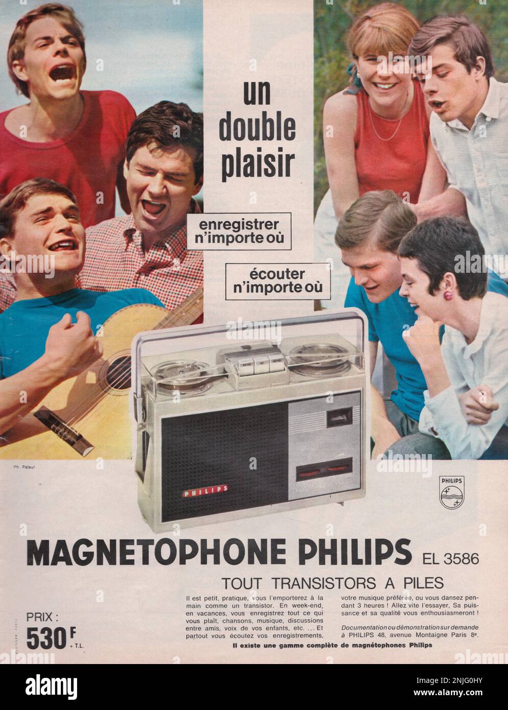 Magnetophone Philips French magazine advertisement Philips publicite Stock Photo