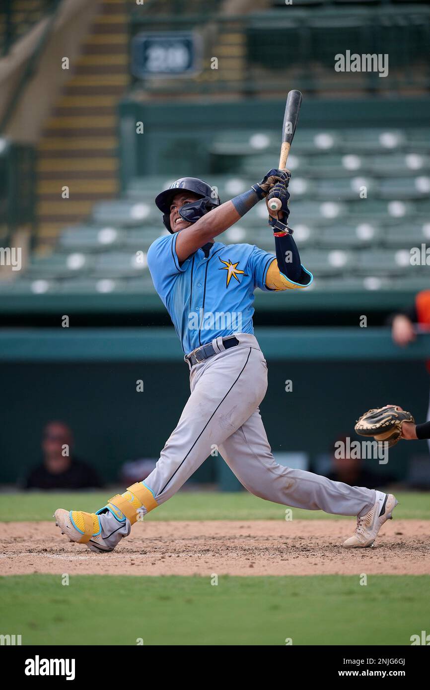 FCL Rays catcher Felix Salguera (86) rounds the bases after