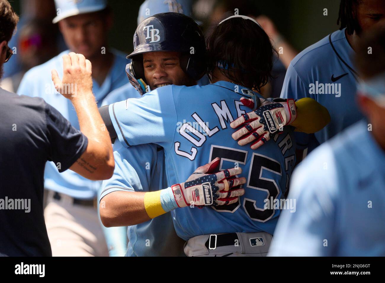 FCL Rays catcher Felix Salguera (86) rounds the bases after