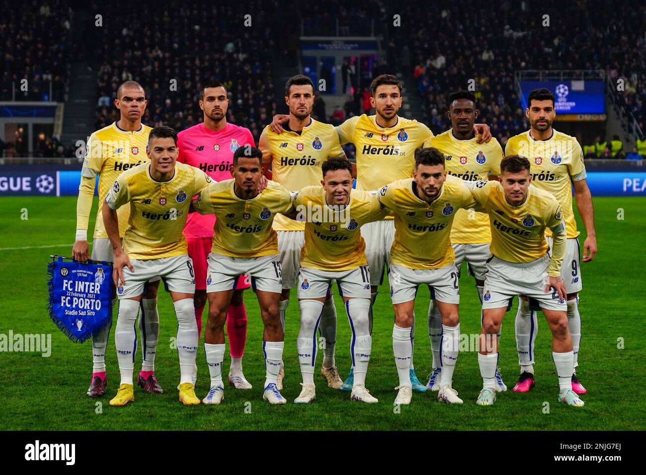 The team (FC Porto) during the UEFA Champions League football match between FC Internazionale and FC Porto on February 22, 2023 at Giuseppe Meazza Stadium in Milan, Italy. Photo Luca Rossini/E-Mage Stock Photo