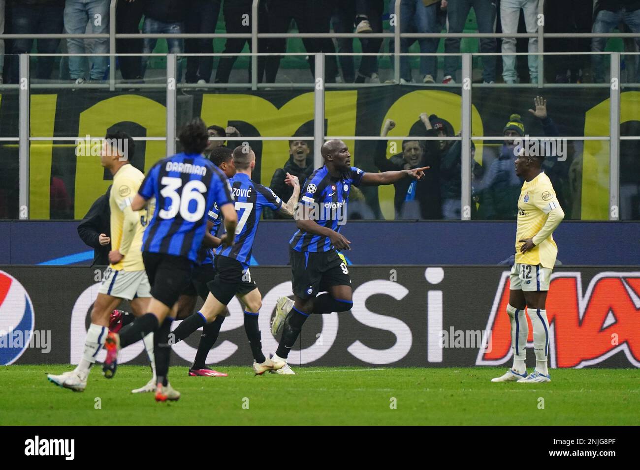 Romelu Lukaku (FC Inter) celebrates his goal during the UEFA Champions ...