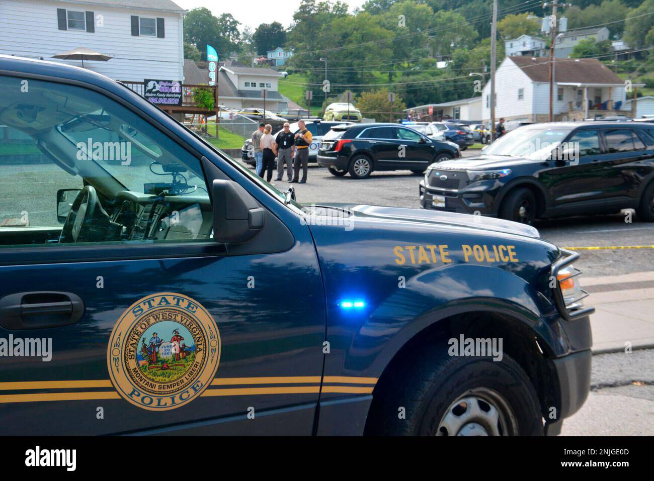 A heavy police presence is on scene of a Nutter Fort, W.Va. funeral