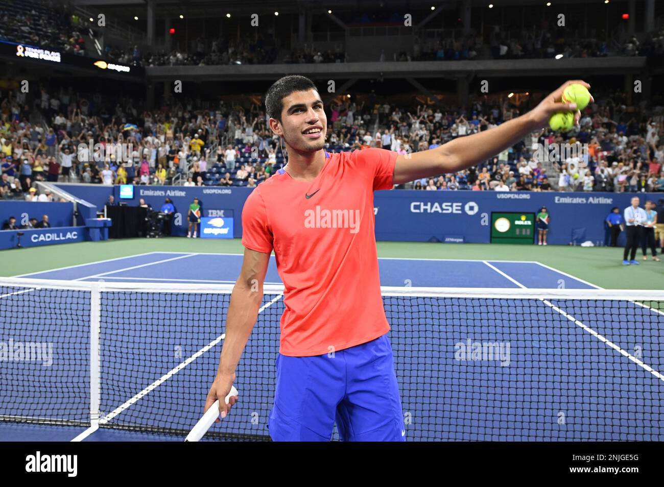 Carlos Alcaraz during the Tennis Plays For Peace event at the 2022 US Open, Wednesday, Aug