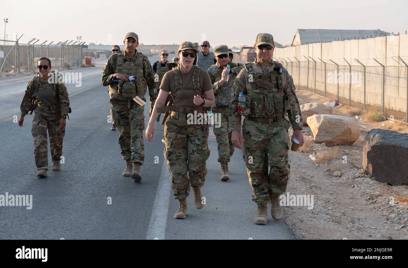 The 332d Air Expeditionary Wing held a memorial ruck in honor of those lost during Extortion 17 in Afghanistan on August 6, 2011 at an undisclosed location in Southwest Asia on August 7, 2022. There were 38 occupants aboard the CH-47D Chinook when a Taliban fighter shot a rocket-propelled grenade at the helicopter causing it to fall from the sky. Stock Photo