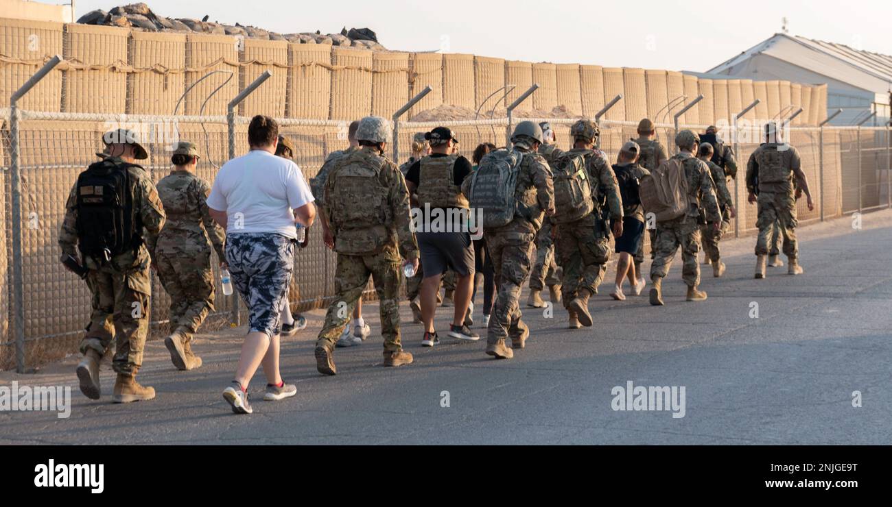 The 332d Air Expeditionary Wing held a memorial ruck in honor of those lost during Extortion 17 in Afghanistan on August 6, 2011 at an undisclosed location in Southwest Asia on August 7, 2022. There were 38 occupants aboard the CH-47D Chinook when a Taliban fighter shot a rocket-propelled grenade at the helicopter causing it to fall from the sky. Stock Photo